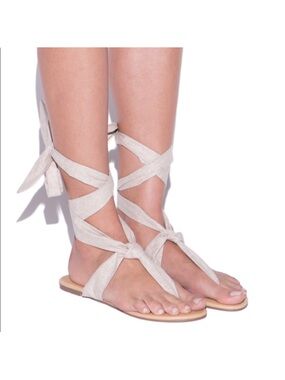 🤎SHOE DAZZLE~Tie Up Ankle/Calve Sandals